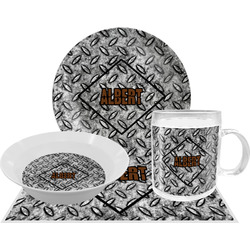 Diamond Plate Dinner Set - Single 4 Pc Setting w/ Name or Text