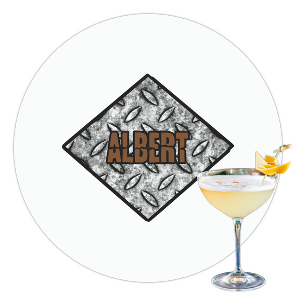 Custom Diamond Plate Printed Drink Topper - 3.5" (Personalized)