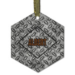 Diamond Plate Flat Glass Ornament - Hexagon w/ Name or Text