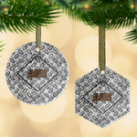 Diamond Plate Flat Glass Ornament w/ Name or Text