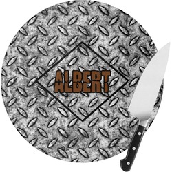 Diamond Plate Round Glass Cutting Board (Personalized)