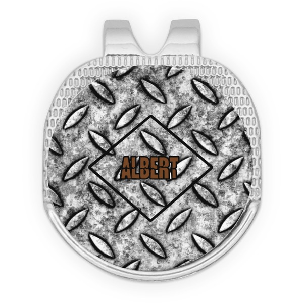 Custom Diamond Plate Golf Ball Marker - Hat Clip - Silver