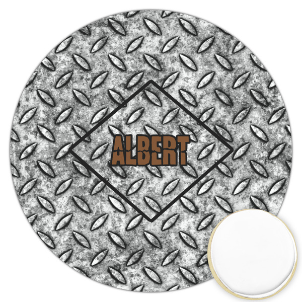 Custom Diamond Plate Printed Cookie Topper - 3.25" (Personalized)