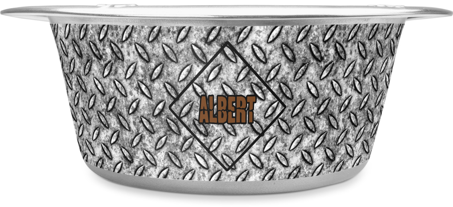Custom Diamond Plate Stainless Steel Dog Bowl (Personalized