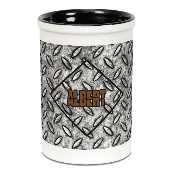 Custom Diamond Plate Ceramic Pencil Holders - Black