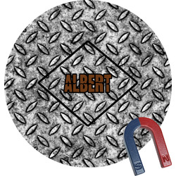 Diamond Plate Round Fridge Magnet (Personalized)
