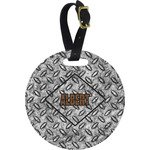 Diamond Plate Plastic Luggage Tag - Round (Personalized)