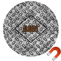 Diamond Plate Round Car Magnet - 6" (Personalized)