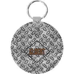Diamond Plate Round Plastic Keychain (Personalized)