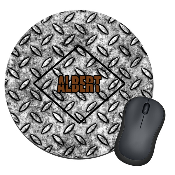 Custom Diamond Plate Round Mouse Pad (Personalized)