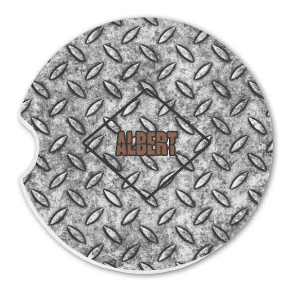 Custom Diamond Plate Sandstone Car Coaster - Single (Personalized)