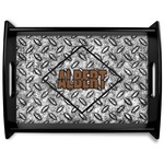 Diamond Plate Black Wooden Tray - Large (Personalized)