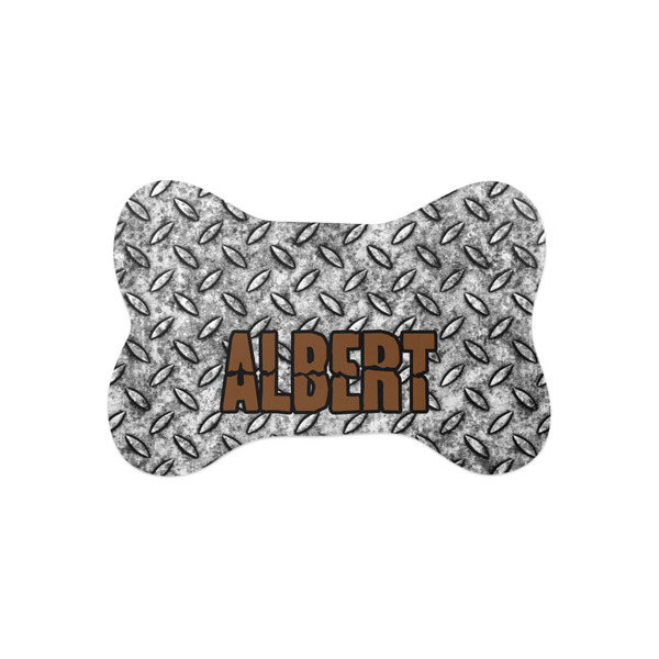 Custom Diamond Plate Bone Shaped Dog Food Mat (Small) (Personalized)