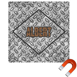 Diamond Plate Square Car Magnet - 10" (Personalized)