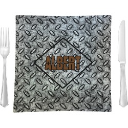 Diamond Plate Glass Square Lunch / Dinner Plate 9.5" (Personalized)