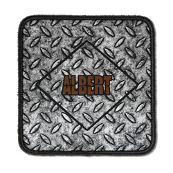 Diamond Plate Iron On Square Patch w/ Name or Text