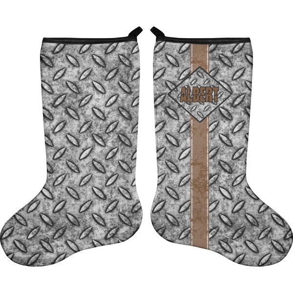 Custom Diamond Plate Holiday Stocking - Double-Sided - Neoprene (Personalized)