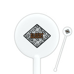 Diamond Plate 5.5" Round Plastic Stir Sticks - White - Double Sided (Personalized)