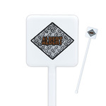 Diamond Plate Square Plastic Stir Sticks - Single Sided (Personalized)