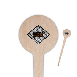 Diamond Plate 4" Round Wooden Food Picks - Single Sided (Personalized)