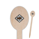 Diamond Plate Oval Wooden Food Picks - Single Sided (Personalized)