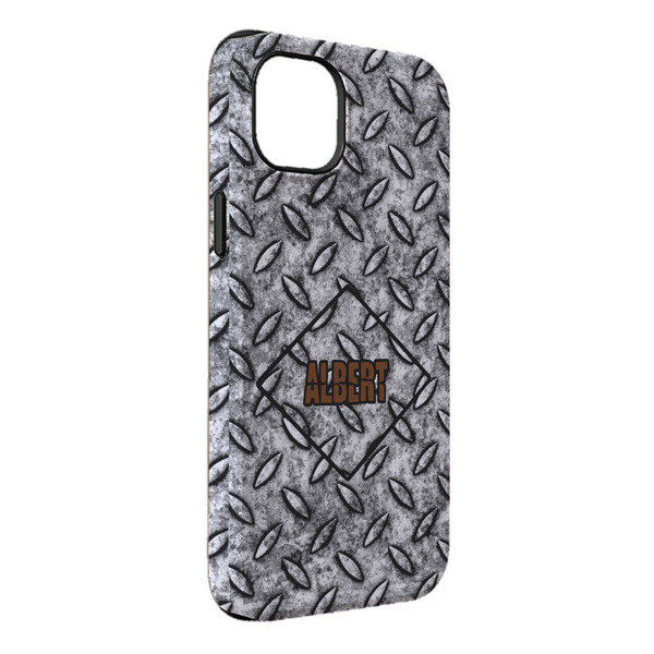 Custom Diamond Plate iPhone Case - Rubber Lined - iPhone 14 Plus (Personalized)