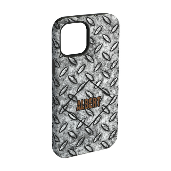 Custom Diamond Plate iPhone Case - Rubber Lined - iPhone 15 Pro (Personalized)