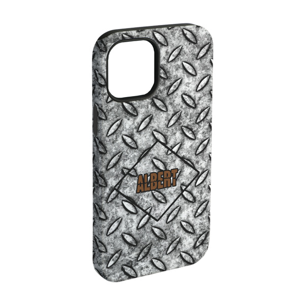 Custom Diamond Plate iPhone Case - Rubber Lined - iPhone 15 (Personalized)