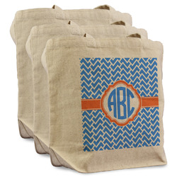 Zigzag Reusable Cotton Grocery Bags - Set of 3 (Personalized)