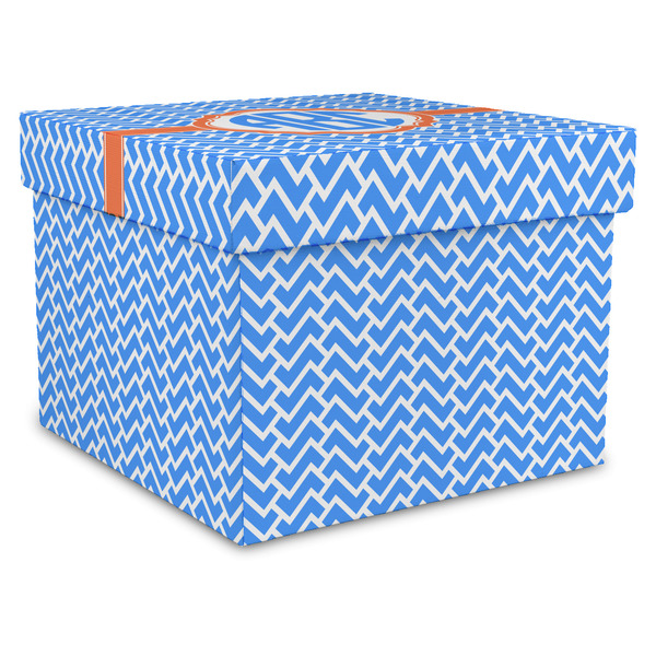 Custom Zigzag Gift Box with Lid - Canvas Wrapped - X-Large (Personalized)