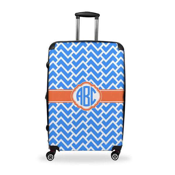 Custom Zigzag Suitcase - 28" Large - Checked w/ Monogram