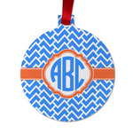 Zigzag Metal Ball Ornament - Double Sided w/ Monogram