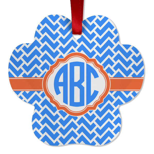 Custom Zigzag Metal Paw Ornament - Double Sided w/ Monogram