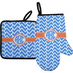 Zigzag Oven Mitt & Pot Holder Set w/ Monogram