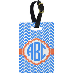 Zigzag Plastic Luggage Tag - Rectangular w/ Monogram