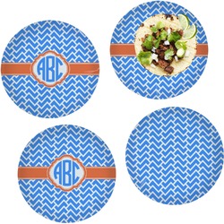 Zigzag Set of 4 Glass Lunch / Dinner Plate 10" (Personalized)