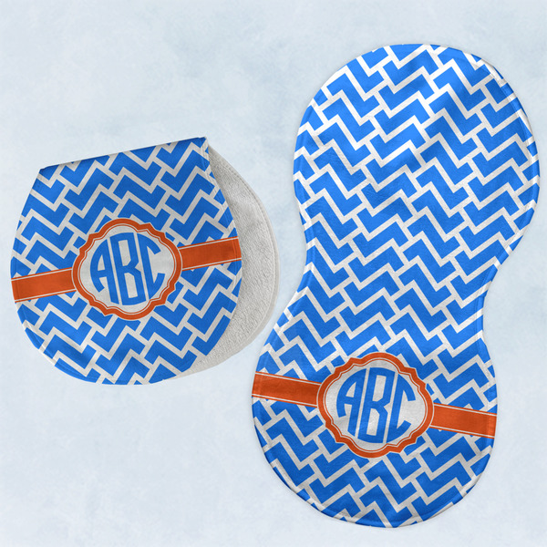 Custom Zigzag Burp Pads - Velour - Set of 2 w/ Monogram