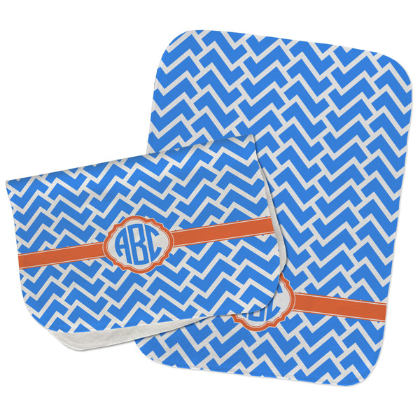 Custom Zigzag Burp Cloths - Fleece - Set of 2 w/ Monogram