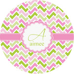 Pink & Green Geometric Multipurpose Round Labels - 1" (Personalized)