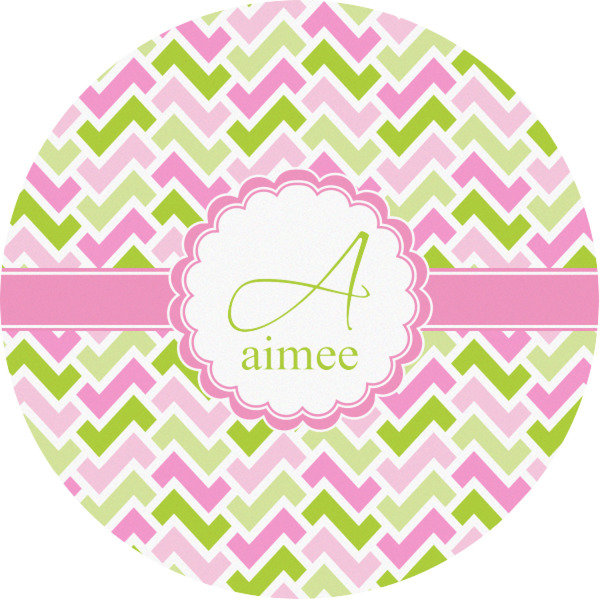 Custom Pink & Green Geometric Multipurpose Round Labels - 1" (Personalized)