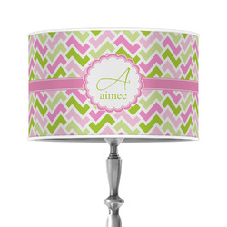 Pink & Green Geometric 12" Drum Lamp Shade - Poly-film (Personalized)
