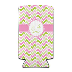 Pink & Green Geometric Can Cooler (tall 12 oz) (Personalized)