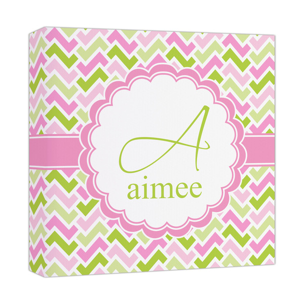 Custom Pink & Green Geometric Canvas Print - 12x12 (Personalized)