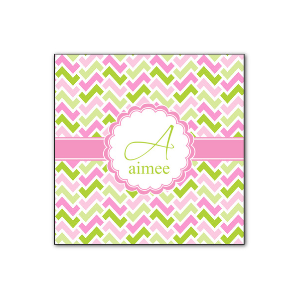 Custom Pink & Green Geometric Wood Print - 12x12 (Personalized)