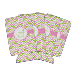 Pink & Green Geometric Can Cooler (16 oz) - Set of 4 (Personalized)