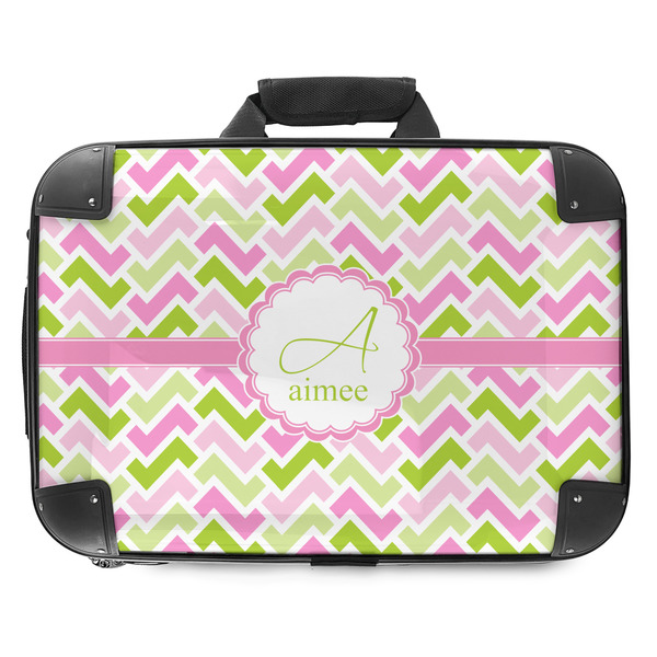 Custom Pink & Green Geometric Hard Shell Briefcase - 18" (Personalized)