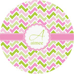 Pink & Green Geometric Multipurpose Round Labels - 3" (Personalized)