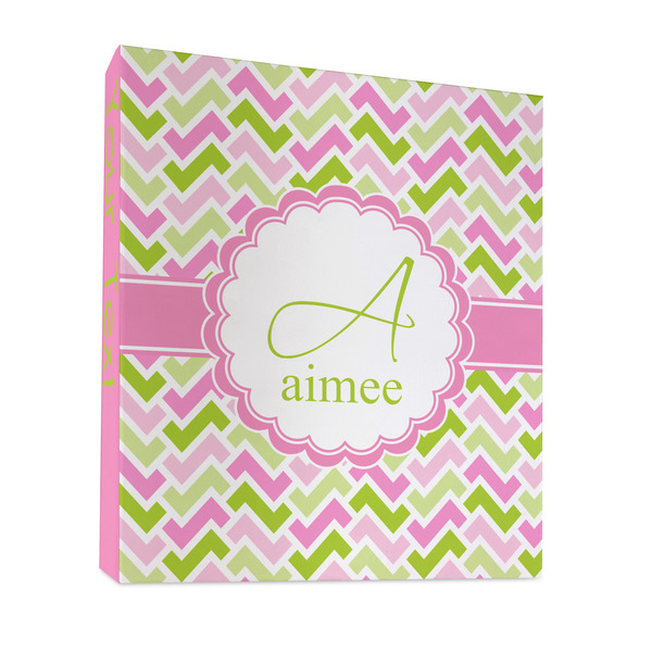 Custom Pink & Green Geometric 3 Ring Binder - Full Wrap - 1" (Personalized)