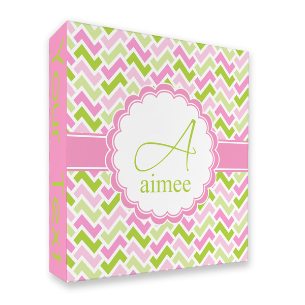 Custom Pink & Green Geometric 3 Ring Binder - Full Wrap - 2" (Personalized)