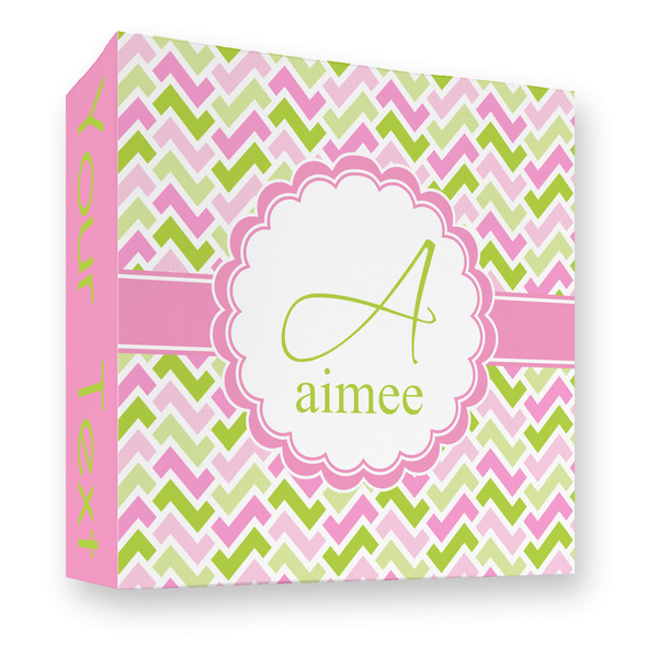 Custom Pink & Green Geometric 3 Ring Binder - Full Wrap - 3" (Personalized)